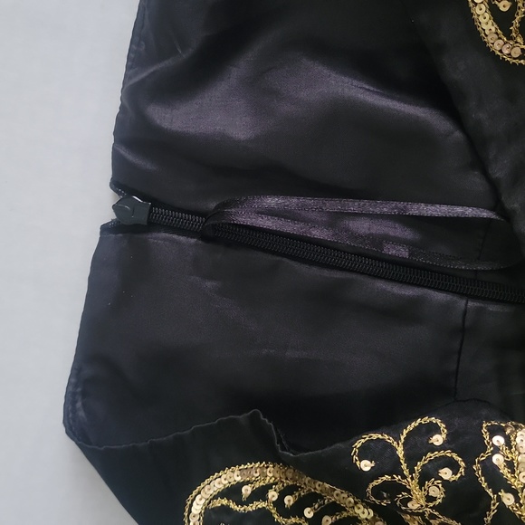 le chateau Vintage Black Skirt Gold Embroidery Sequin Embellishment Size 5/6 - Picture 8 of 9